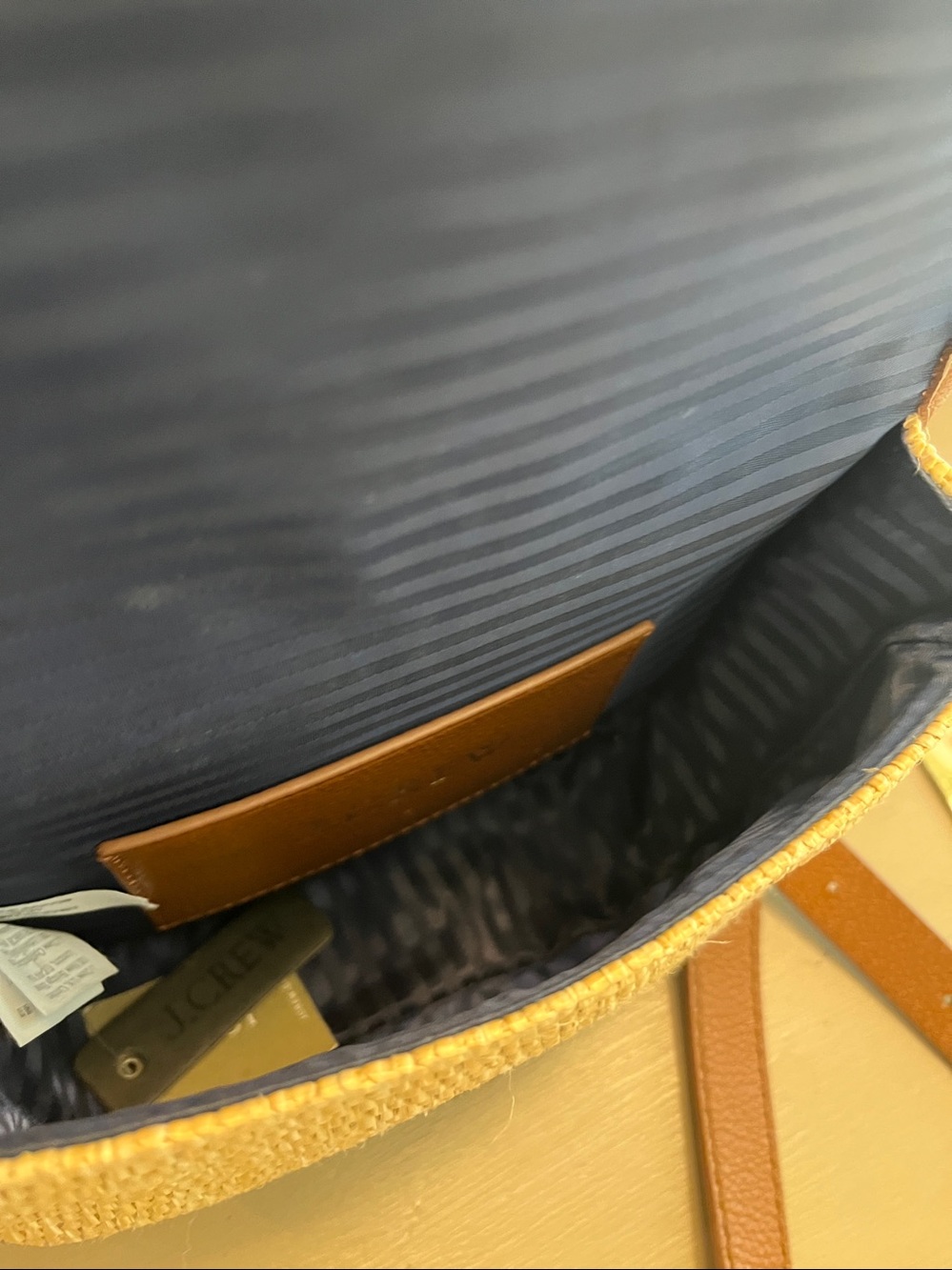 Woven Straw Saddle Crossbody Bag with Brown Leather Trim - Picture 10 of 10
